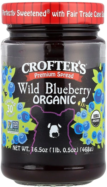Crofters Organic 유기농 프리미엄 스프레드 와일드 블루베리 468g(16.5oz) 1팩, 1개, 468g - 쿠팡