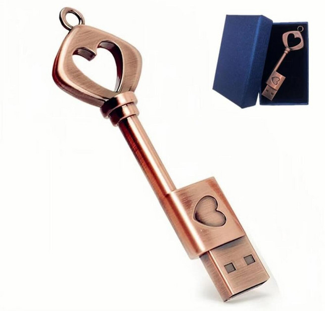 64GB USB 2.0 플래시 드라이브 Smozer 메탈 러브 하트 키 모양 썸 컴퓨터 메모리 결혼식/기념일/사진을 위한 멋진 선물 (64GB 상자 포함 1팩) 245889, 128GB