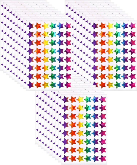 스노벨 레이져 원형 하트 별 스티커, 3개, 별(480개) S2210