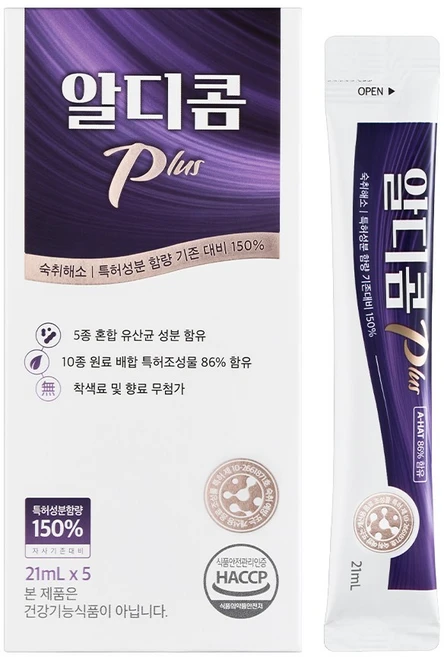 [공식] 숙취해소제 알디콤Plus 액상 스틱형 5포입, 105ml, 1개 - 쿠팡