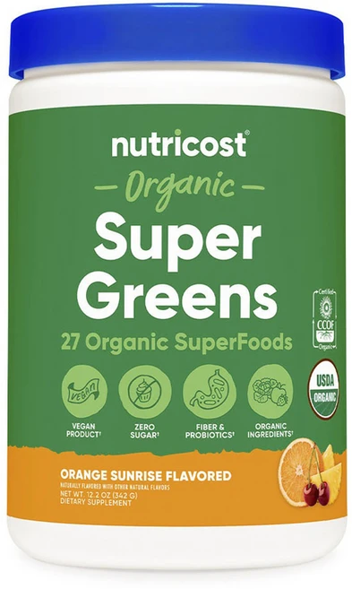 뉴트리코스트 슈퍼 그린 오렌지 선라이즈 맛, 342g, 1개 - 쿠팡