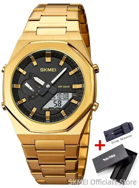 SKMEI 1816 럭셔리 쿼츠 시계 남성호환 디지털 LED 듀얼 타임 디스플레이 방수 스포츠 손목 Reloj Hombre 2