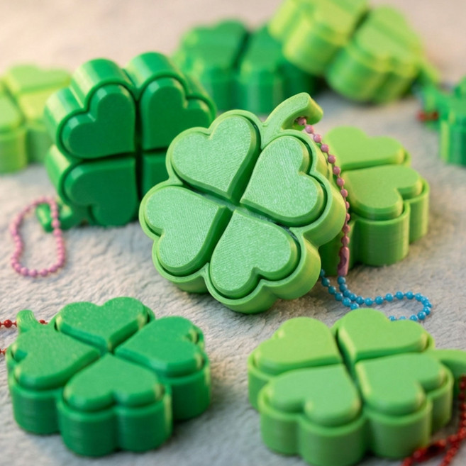 네잎클로버 클릭커 키캡 키링 행운 부적 클리커 딸깍이 선물 손장난감 스트레스 해소 신박한, 연두, 연두, 1개