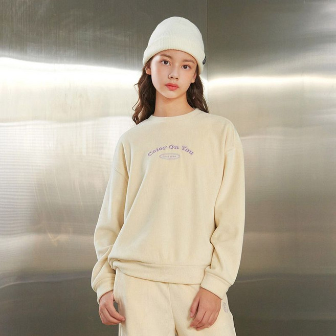 오션스카이 여아 기모 골지 크롭 맨투맨 T-shirt