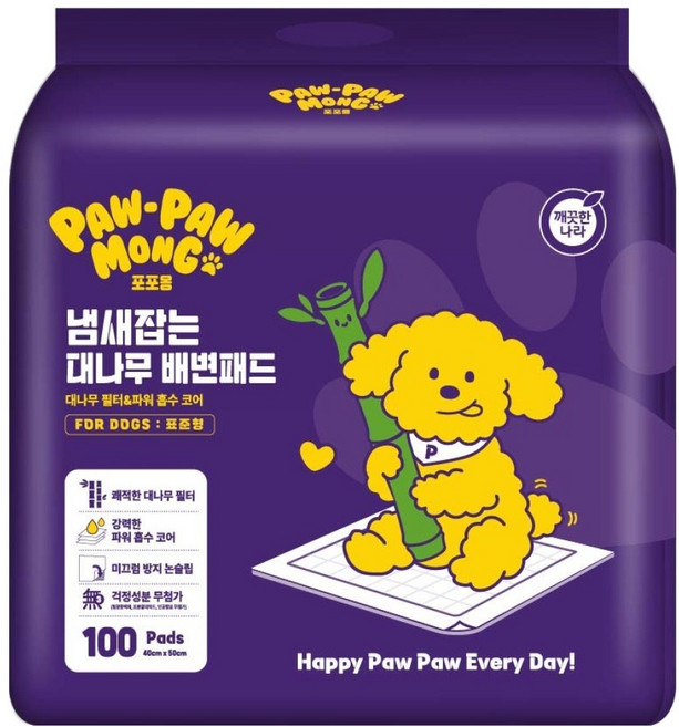포포몽 강아지 냄새잡는 대나무 배변패드, 100개입, 1개