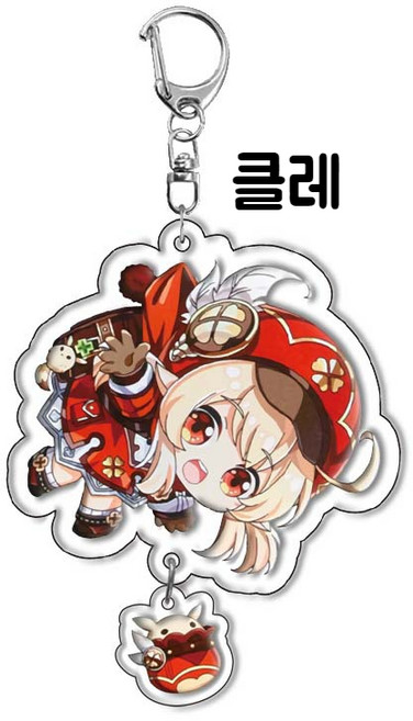 [당일출고] 원신 아크릴 키홀더 키링 굿즈 27종 츠마마레 데롱데롱 miHoYo미호요 호두 라이덴 클레 게임 열쇠고리, 1개