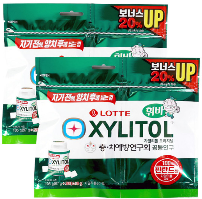 롯데자일리톨 오리지날 리필, 105g, 2개