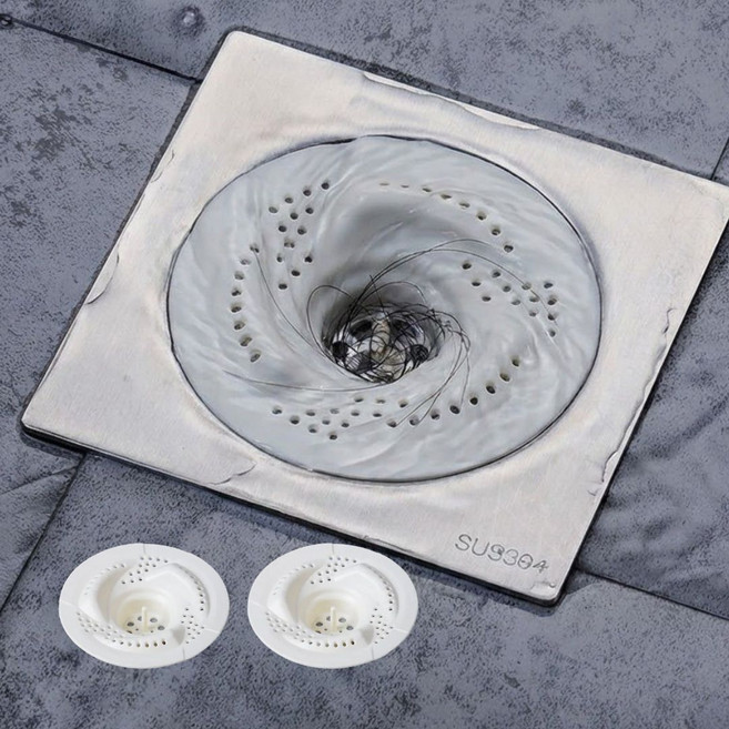 슬러피 머리카락 다잡아주는 회오리 하수구 2개 세트, 화이트