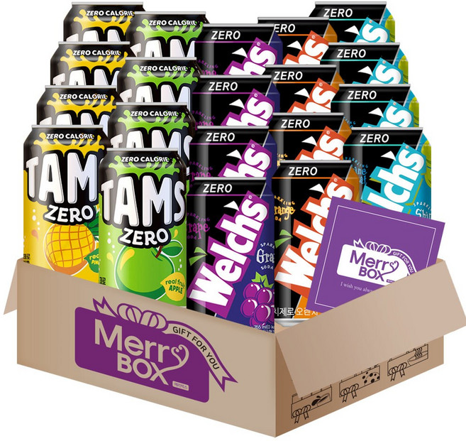 제로탄산세트 A 탐스제로{사과4+파인애플4}+웰치제로{오렌지4+포도4+샤인머스켓4}+메세지카드, 1박스, 355ml