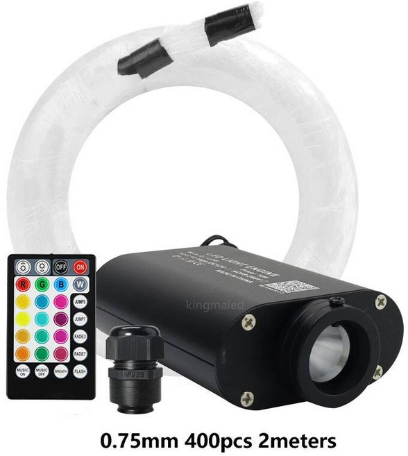 RGBW 광섬유 하늘 지붕 별이 장식 활성화 조명 소리 빛나는 키트 자동차 16W 천장, CHINA, 0.75mm 400pcs 2m, EU plug