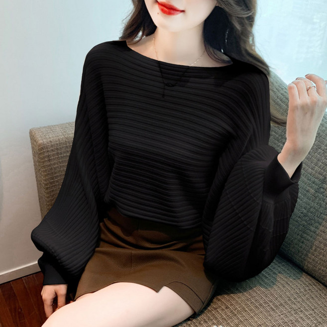 [순이야] C.라운드넥 가오리 벌룬 소매 니트