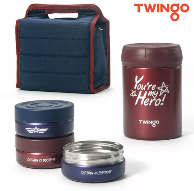 [트윙고]보온도시락 세트 1140/보온죽통/찬통 3개, [트윙고] 캡틴 보온도시락 세트 1140, 1개