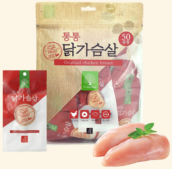 더내추럴 통통 통살 반려동물 닭가슴살 간식, 18g, 100개
