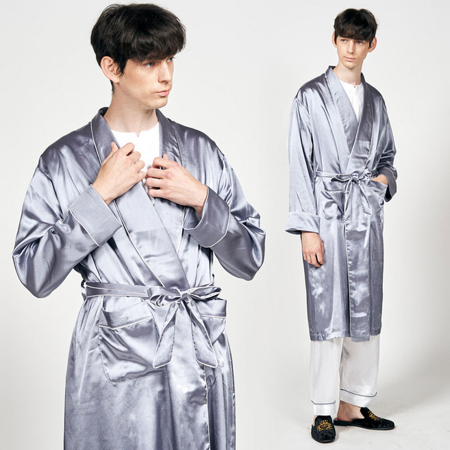 알콩단잠 ~120cm 롱 커플 로브 실크 새틴 결혼 선물 샤워 목욕 나이트 가운