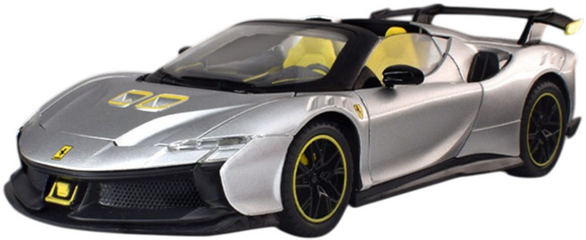 다이캐스트 합금 1:24 페라리 SF90 XX 스트라달레 레이스카 자동차 모형 피규어 장식 선물, 1개, 색상_실버