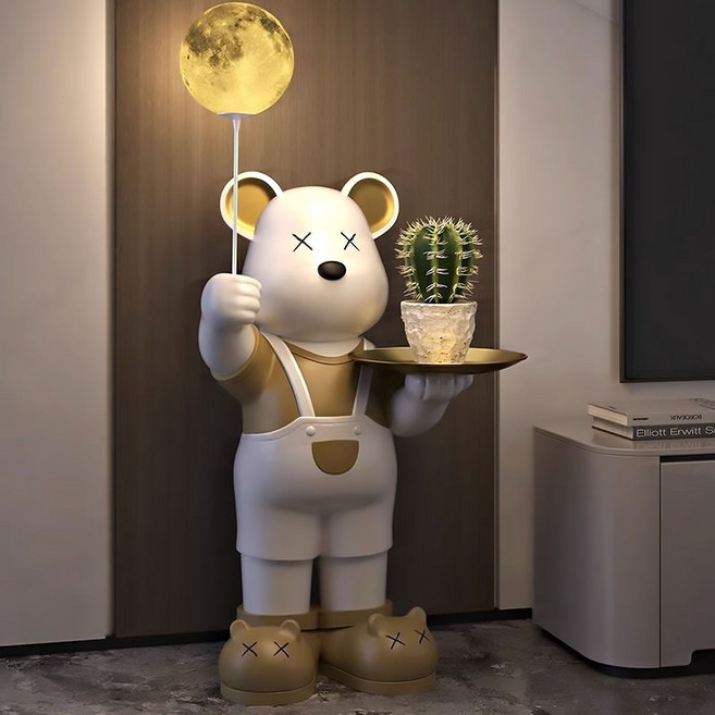 Nurom 도베르만 사이드 테이블 거실 협탁 인테리어 장식품 트레이 대형 곰돌이 무드등 집들이 개업 선물, B