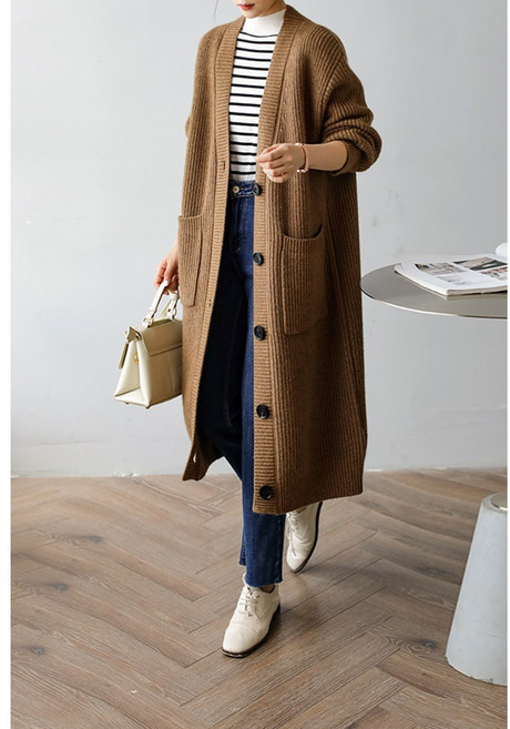 도톰 야크 솜털 니트 가디건 코트 여성가디건 가을 겨울 하프 니트