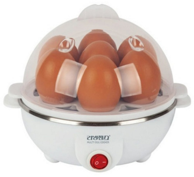 [리빙센스] LS-EG2728 7구 미니 계란찜기 삶은달걀 에그쿠커 반숙/완숙 만두 호빵찜기, (화이트), 상세페이지 참조