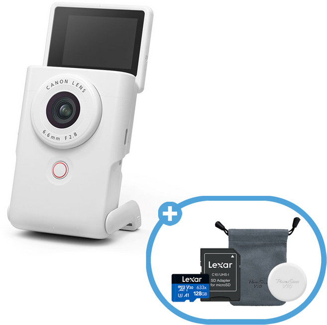 캐논코리아 정품 PowerShot V10 + 128GB + 파우치 + 렌즈캡 [파워샷 V10] / 브이로그 카메라, 화이트