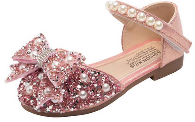 여아 공주신발 리본 진주 글리터 반짝이 샌들 2026 봄 여름신상 소프트 미끄럼방지 토부리 유아동 샌들 s-004