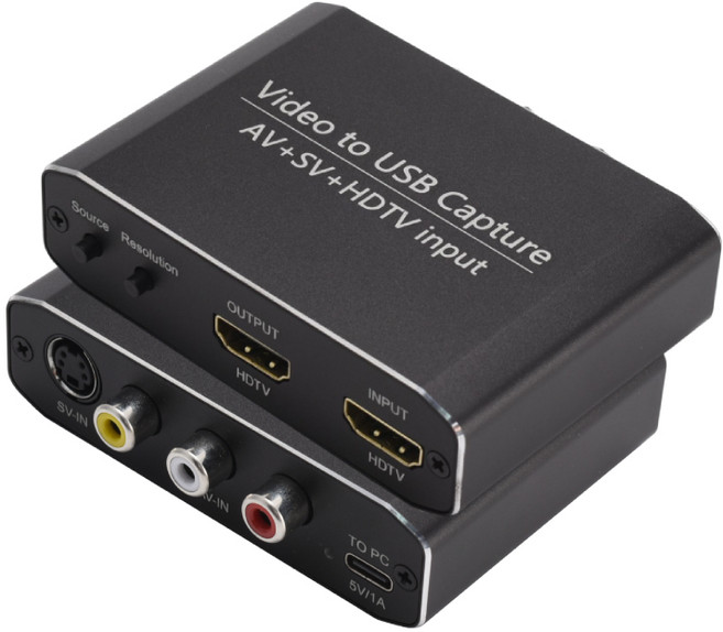USB 影音擷取器 支援 AV/SV/HDTV 輸入, 黑色, 1個, 40-198-01
