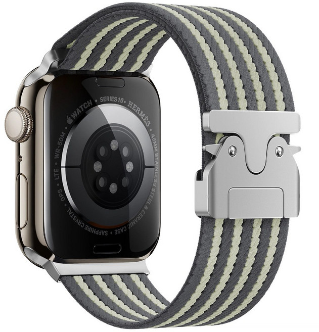 BuGeum 애플워치 호환 스포츠 나일론 스트랩 밴드 11 10 9 8 7 6 5 4 3 SE, 1개, 회색