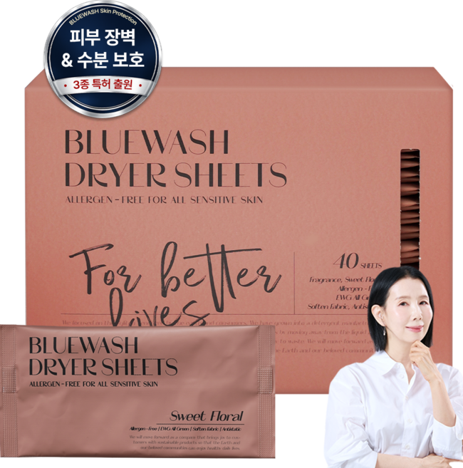 블루워시 피부장벽 보호 비건 건조기시트 스위트 플로럴향, 1개, 40개입