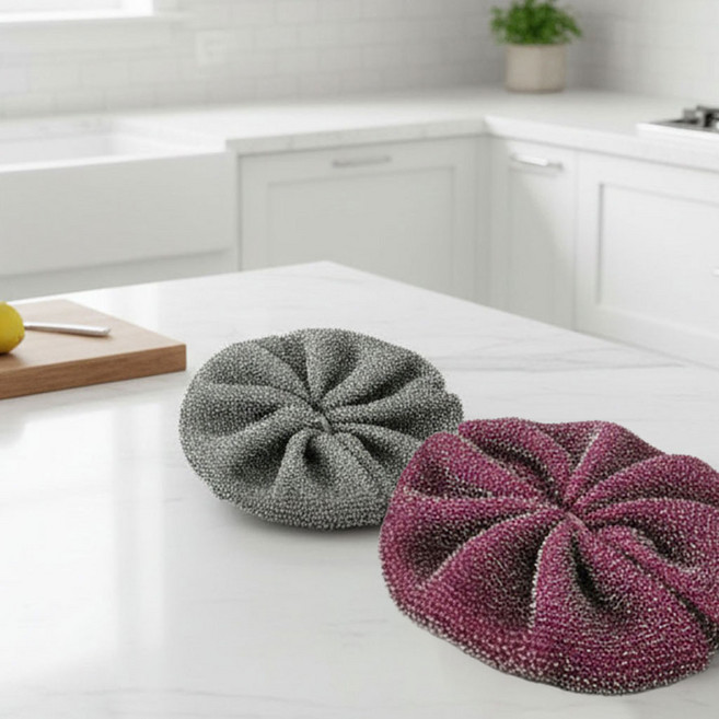 키친9단 리본 스텐 스틸 플라워 수세미, 5개, 2개입