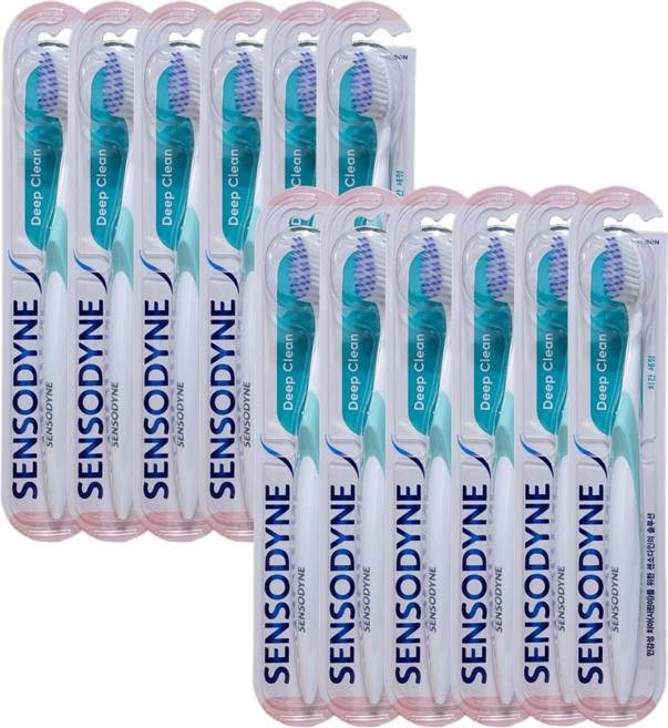 초미세모 헤드로 구석구석 센소다인 딥클린 마이크로 초극세모 칫솔, 12개입, 1박스
