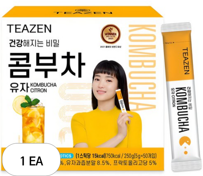 티젠 콤부차 유자, 5g, 50개입, 1개