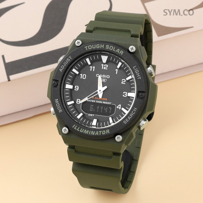 카시오 AQ-S820W-3B 터프솔라 군인 군용 아나디지 스포츠 남자 우레탄 시계 c