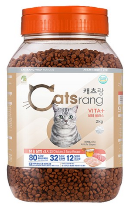 캐츠랑 전연령 고양이 비타플러스 건식사료, 닭+참치, 2kg, 1개