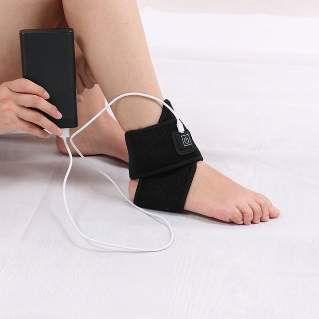 휴대용 발목 찜질기 USB 온열 가벼운 전기찜질팩, 검정+보조배터리