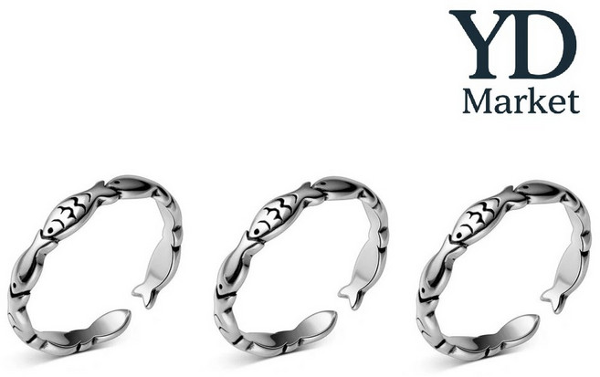 YD market 1+1+1 물고기반지 실버 애끼반지 여성 사이즈 조절