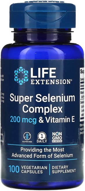 라이프익스텐션 슈퍼 셀레늄 콤플렉스 200mcg & 비타민 E 베지테리안 캡슐, 100정, 2개