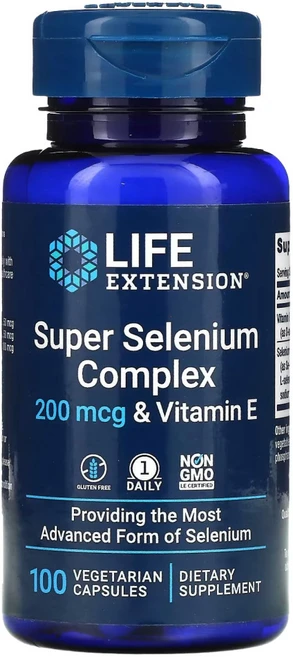 라이프익스텐션 슈퍼 셀레늄 콤플렉스 200mcg & 비타민 E 베지테리안 캡슐, 100정, 2개 - 쿠팡