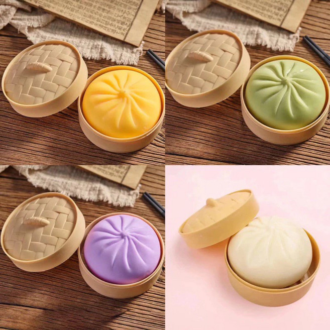 啾蒂家 辦公室小物 紓壓玩具 聖誕禮物, 1個, 解壓仿真包子+蒸籠(顏色隨機)