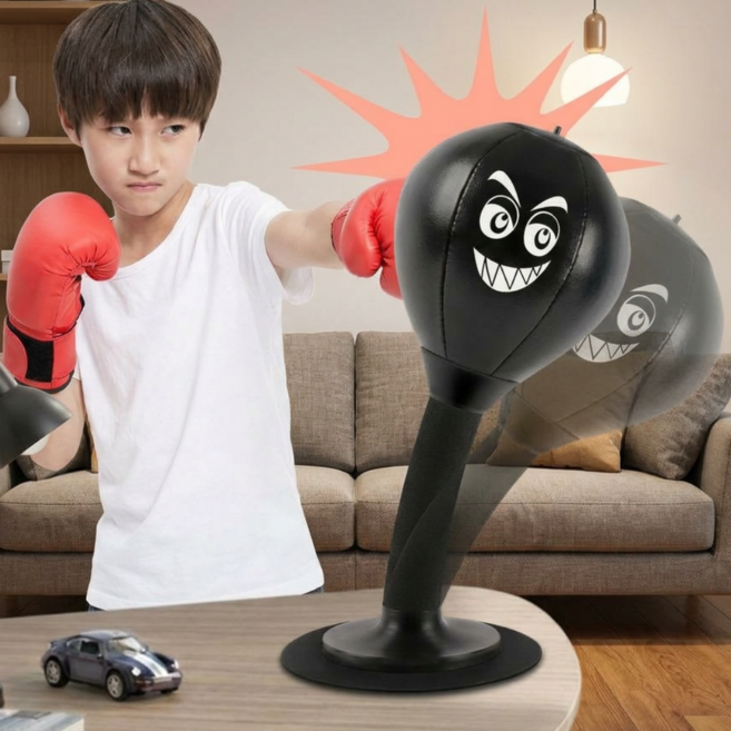 슬러피 책상 샌드백 가정용 미니 펀칭볼 펀치백 펀치볼 가정용흡착샌드백, 블랙