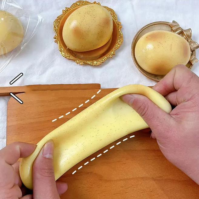 감자 구름빵 말랑이 스퀴시 주물럭 모찌 스트레스해소 볼 피젯토이 구디백 단체 선물, 3개, 55g, 노랑색