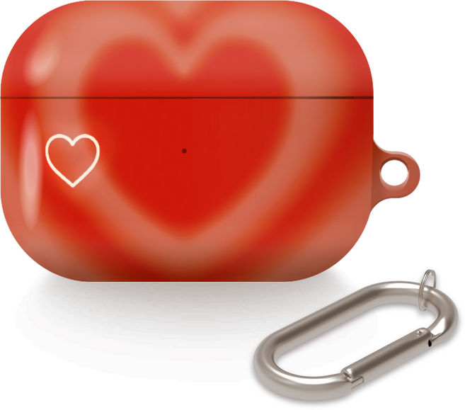 가꼬싶다 하트빔 에어팟 버즈 디자인 케이스 + 카라비너, 빨강, 에어팟프로, 1개
