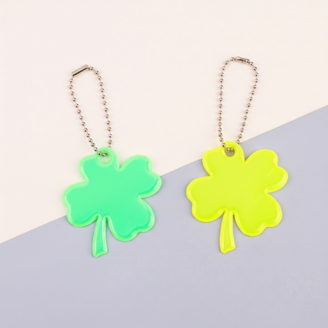 네잎클로버 반사 키링 안전 야간, 5세트, 그린+옐로우