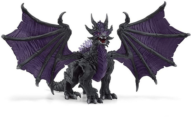 Schleich Eldrador Creatures - 움직일 수 있는 날개가 있는 21.6cm(8.5인치) 섀도우 드래곤 피규어 - 반투명 스파이크가 있는 판타지 뱀 장난감 -, 오리지널 포장