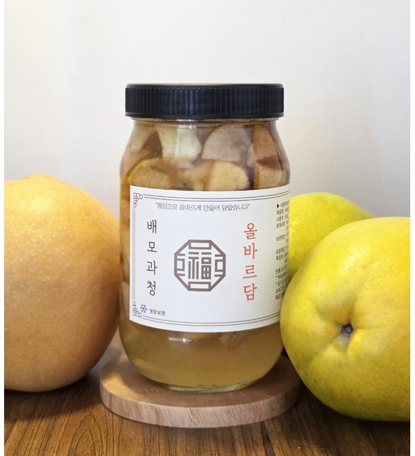 올바르담 수제 배모과청 500g 모과차 기관지차 수제청, 1개, 1개입