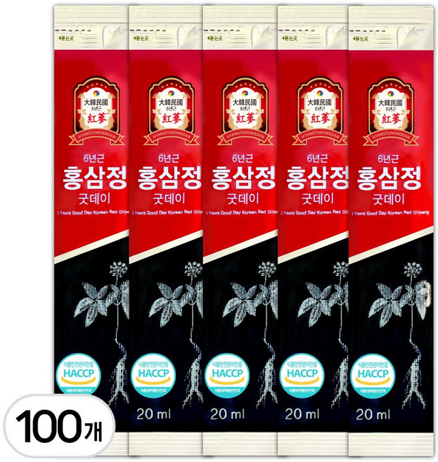 6년근 홍삼정 굿데이 스틱 (가정용벌크), 100개, 20g