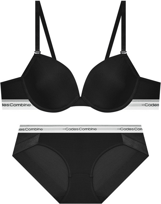 코데즈컴바인이너웨어 쿨 메쉬 에어로쿨 베이직 브라 햄팬티세트_블랙