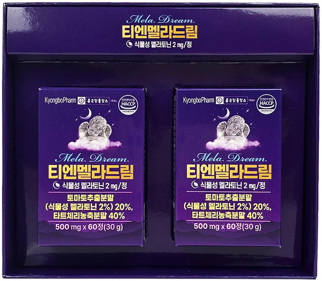 티엔멜라드림 4개월분 식물성 멜라토닌 2mg 함유, 1세트, 120정 - 쿠팡