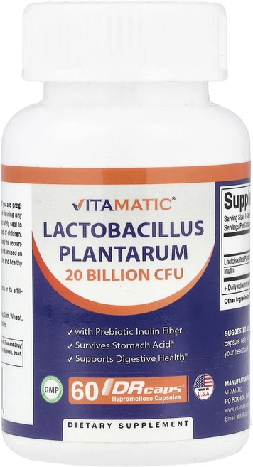 Vitamatic 락토바실러스 플란타럼 DRcaps® 하이프로멜로오스 캡슐 60정, Vitamatic락토바실러스플란타럼DRcaps하이프로멜, 1개 - 쿠팡