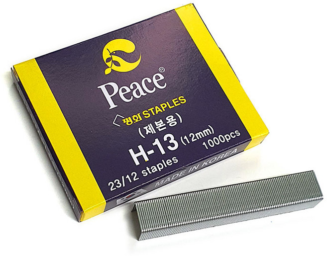 피스코리아 평화 제본용 스테이플러침 H-13 12mm, 3개