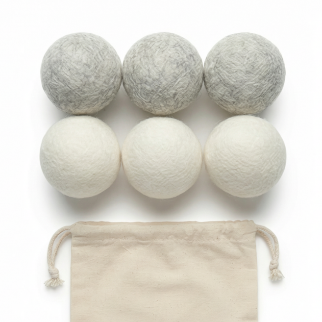 코코바움 건조기 양모 울드라이어볼, 혼합 색상 (파우치 포함), 6개