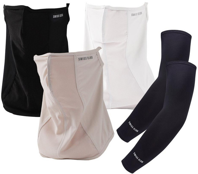 스위스클럽 UV차단 냉감마스크 3종(3COLOR) + 쿨토시(1SET), 1세트, 블랙+베이지+화이트